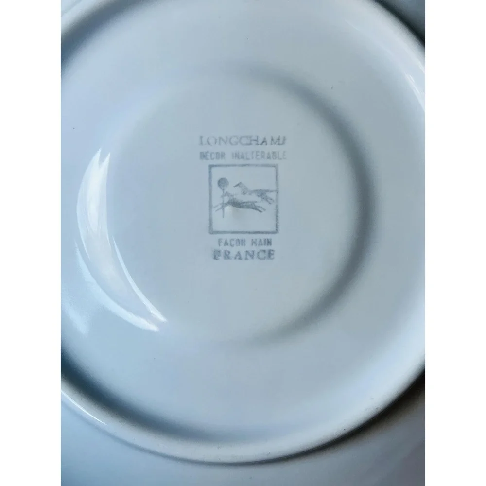 Longchamp Perouges Saucer Hand Painted Bird Floral Lot of 3